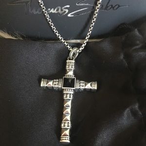 Thomas Sabo Silver Cross Pendant with Black Onyx